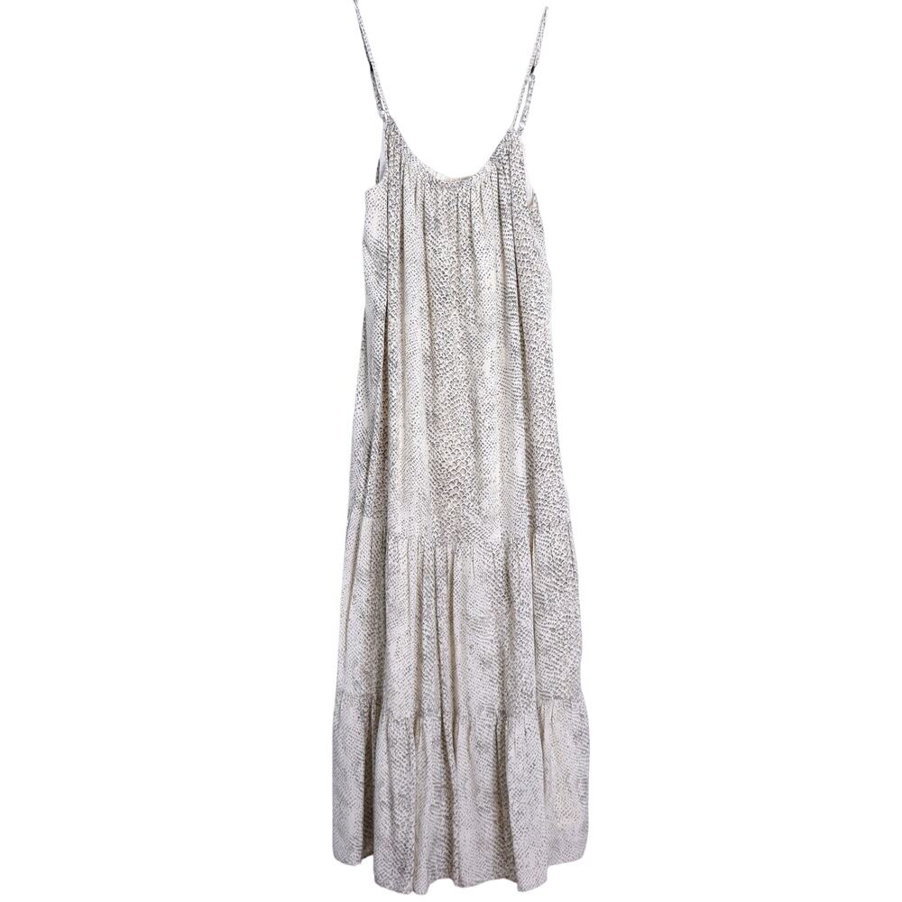 RAILS Adora Peasant Midi Dress Cream Snakeskin Strap Scoop Neck Women's S